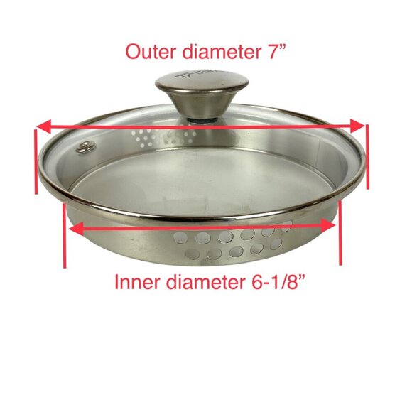 T-Fal Tempered Glass Pot Lid Vented Strainer Stainless Steel Handle 7" Diameter - Picture 7 of 7